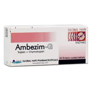 AMBEZIM - G ( TRYPSIN 5 MG + CHYMOTRYPSIN 5 MG ) 30 ENTERIC COATED TABLETS